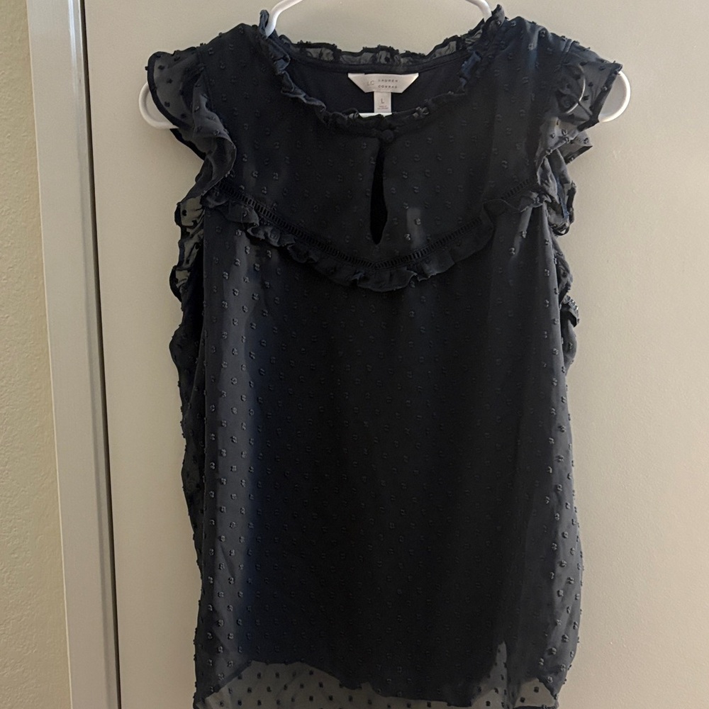 LC Lauren Conrad Black Ruffled Blouse